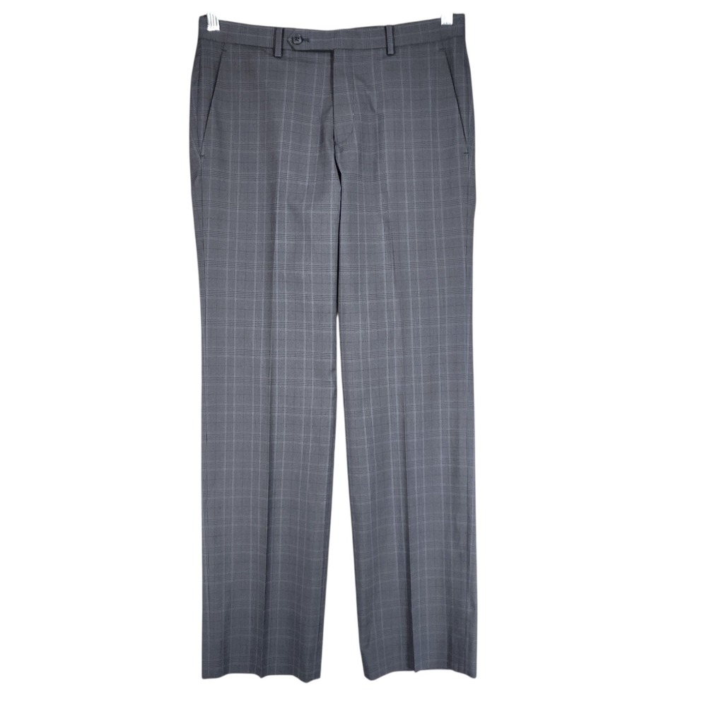 Men's Gray Windowpane Dress Pants
